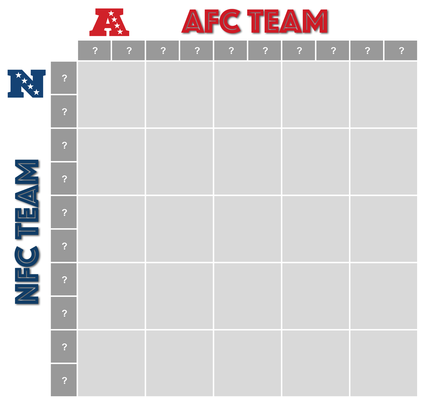 super bowl pool grid with numbers